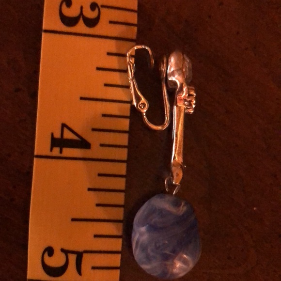 Vintage Coro Faux Lapis Moon-glow Lucite Clip On Earrings & Hand Made Necklace - Picture 9 of 10